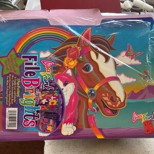 Two Lisa Frank File Bright Folders: Rainbow Horse and Kitten, and Humming Birds